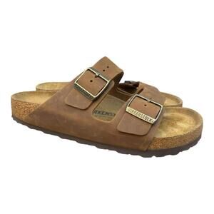 Birkenstock Arizona Brown Leather Slide Sandal Women sz 42 US 11 wide